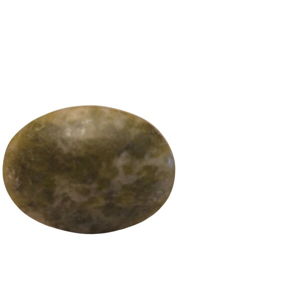 Green Serpentine Turtle Shell Look Stone Oval Stud Earrings - Picture 3 of 4